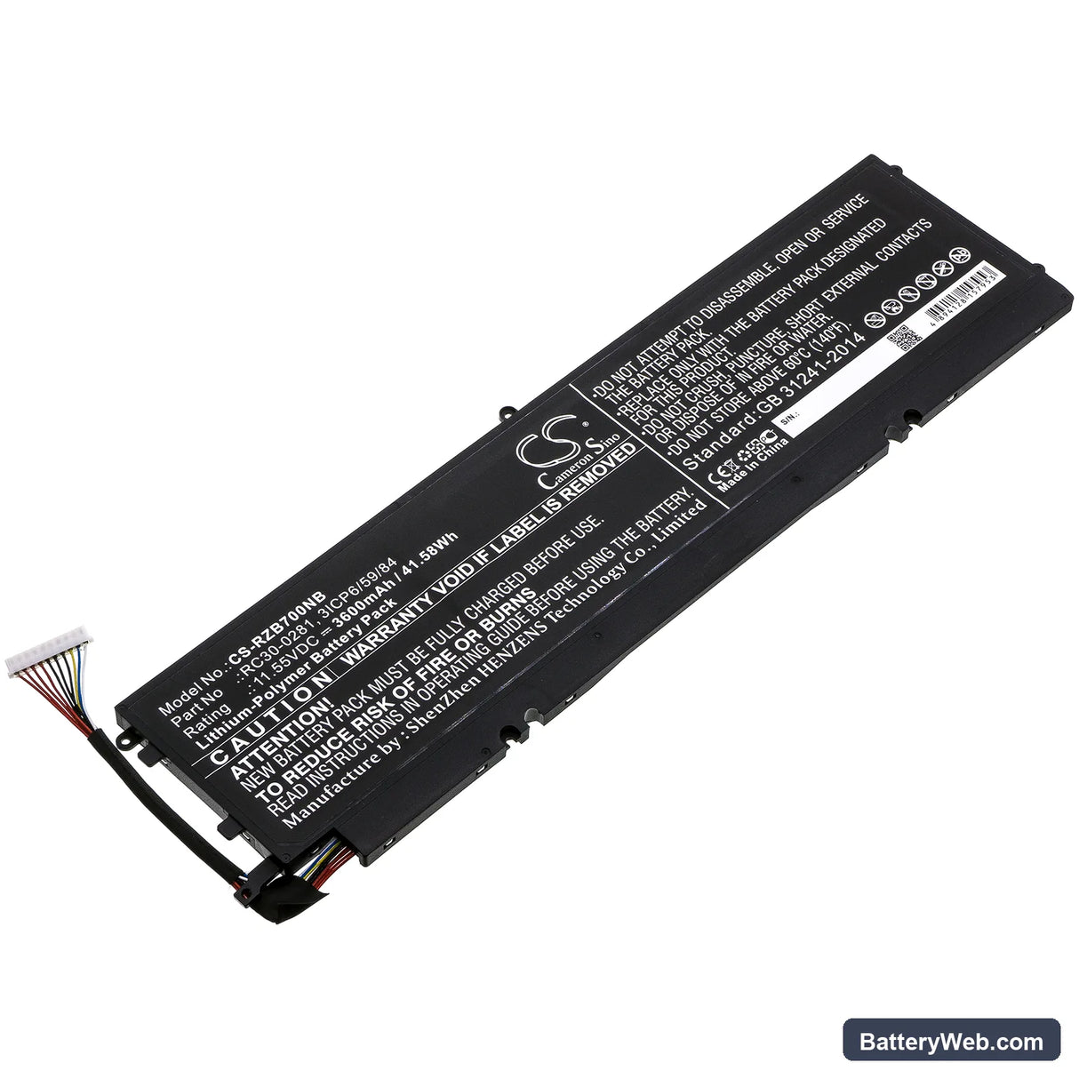 Razer Blade Stealth i7-8565U Replacement Battery, 11.55V, 3600mAh, Li-Polymer 1