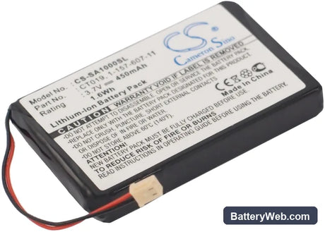 Sony NW-A1000 Replacement Battery, 3.7V, 450mAh, Li-ion 1