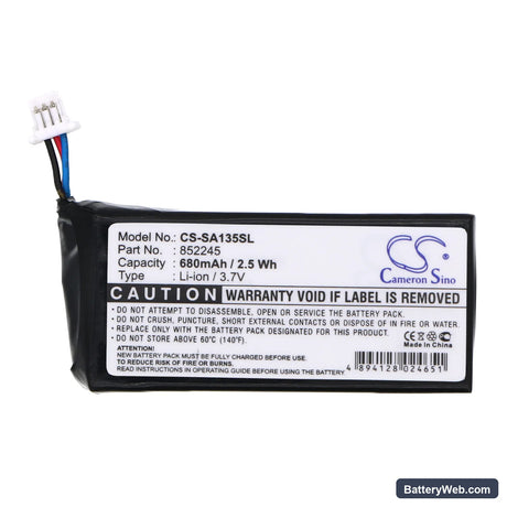 Philips GoGear HDD1835 Replacement Battery, 3.7V, 680mAh, Li-ion 3