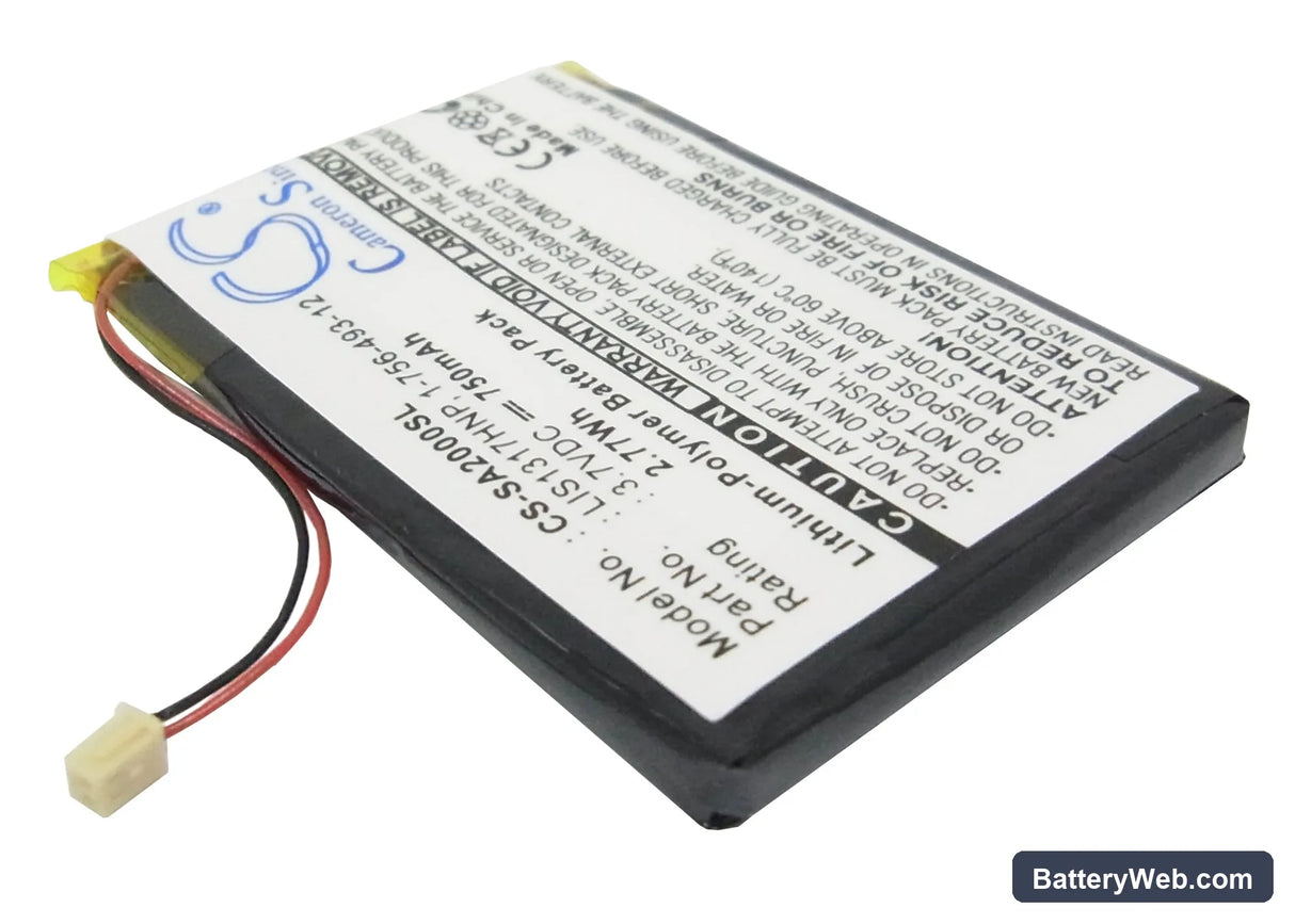 Sony NW-A2000 Replacement Battery, 3.7V, 750mAh, Li-Polymer 2