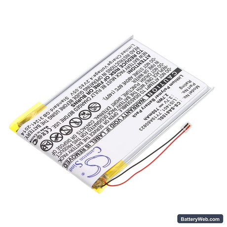 Sony NWZ-S600 Replacement Battery, 3.7V, 750mAh, Li-Polymer 2
