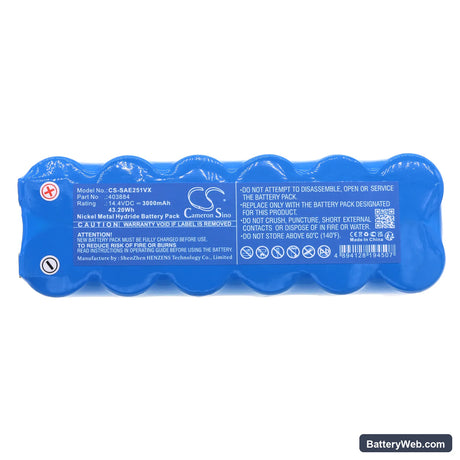 Solac AE2510 Replacement Battery, 14.4V, 3000mAh, Ni-MH 3