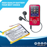 Sony NW-E435 Replacement Battery, 3.7V, 570mAh, Li-Polymer 6
