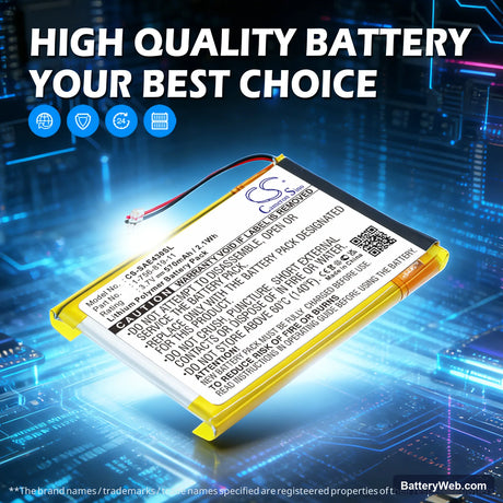 Sony NW-E435 Replacement Battery, 3.7V, 570mAh, Li-Polymer 7