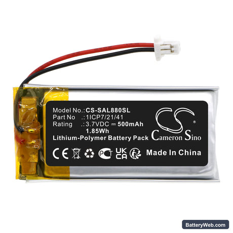 Samson Airline 88 Fitness Replacement Battery, 3.7V, 500mAh, Li-Polymer 3