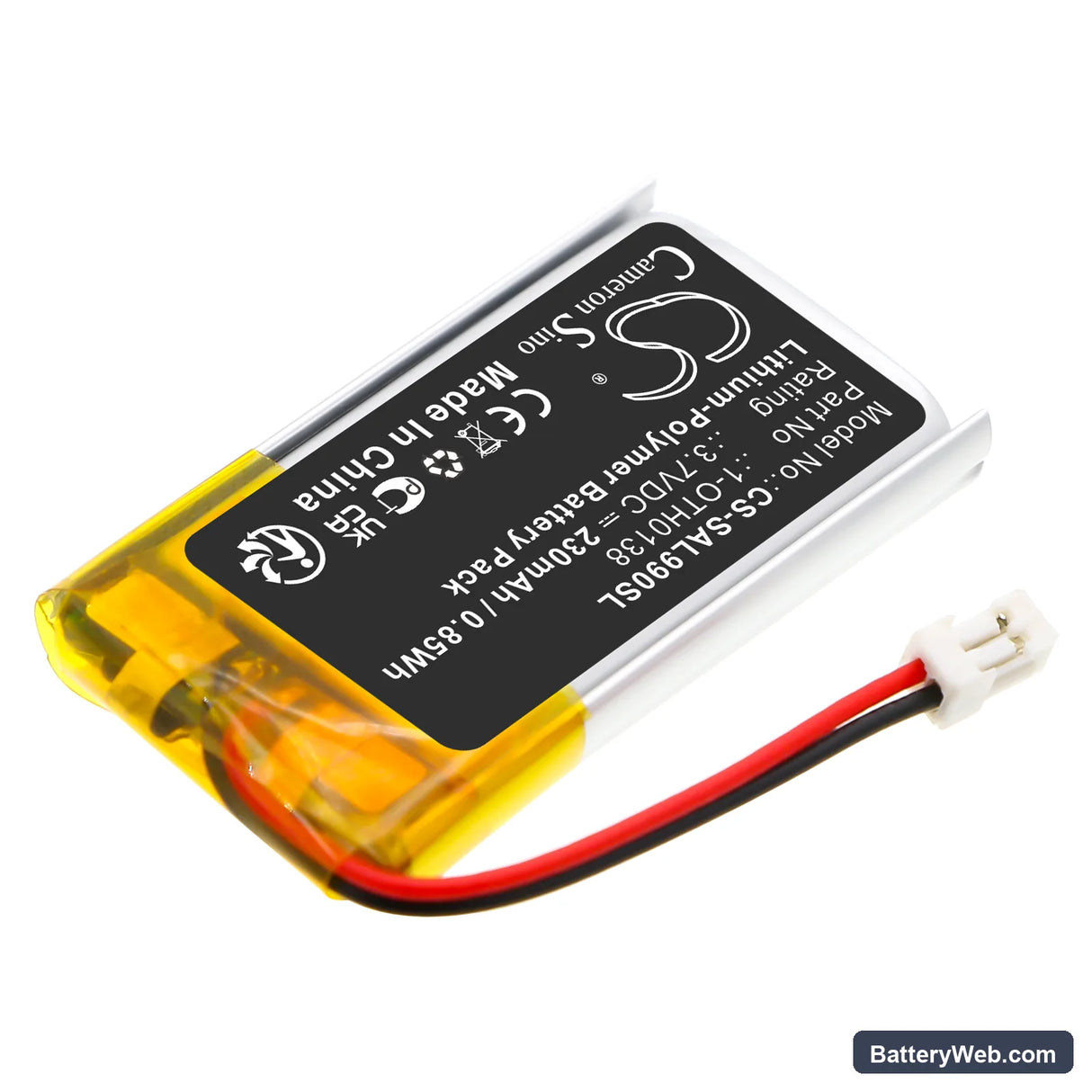Samson AirLine 88 Replacement Battery, 3.7V, 230mAh, Li-Polymer 2