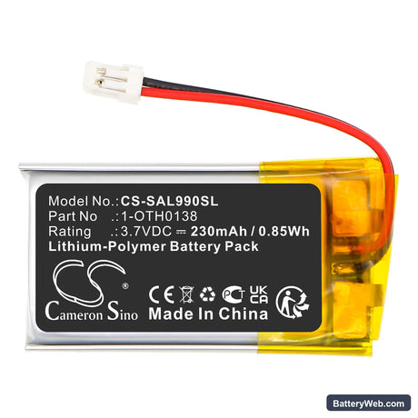 Samson AirLine 88 Replacement Battery, 3.7V, 230mAh, Li-Polymer 3