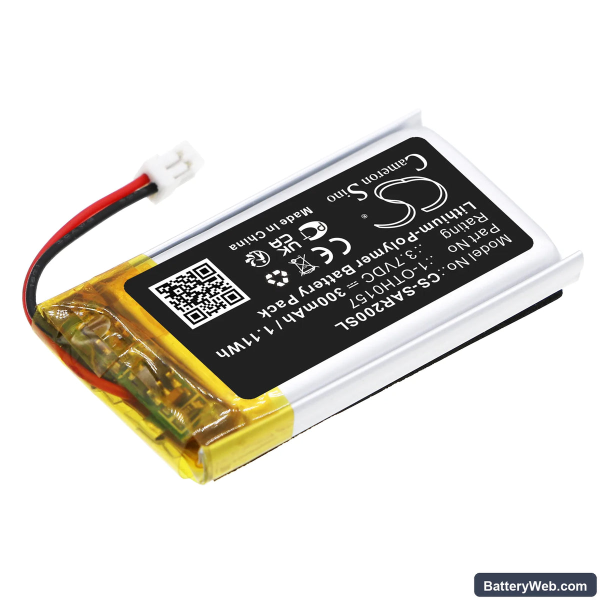 Samson Swar2 Airline Replacement Battery, 3.7V, 300mAh, Li-Polymer 2