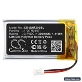 Samson Swar2 Airline Replacement Battery, 3.7V, 300mAh, Li-Polymer 5