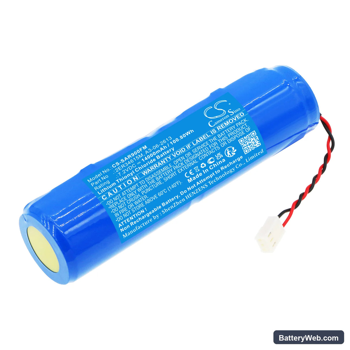 Radio Beacon SAR-9 Replacement Battery, 7.2V, 14000mAh, Li-SOCl2 1