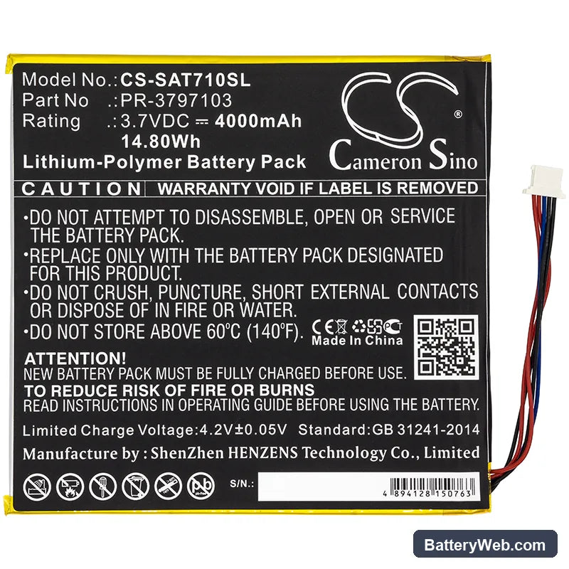 Insignia Flex NS Replacement Battery, 3.7V, 4000mAh, Li-Polymer 3