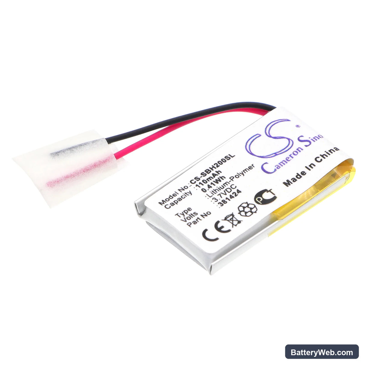Sony SBH-20 Replacement Battery, 3.7V, 110mAh, Li-Polymer 1