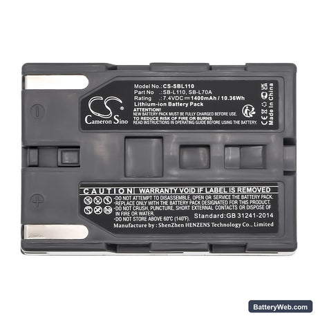 Filmadora Replacement Battery, 7.4V, 1400mAh, Li-ion 5
