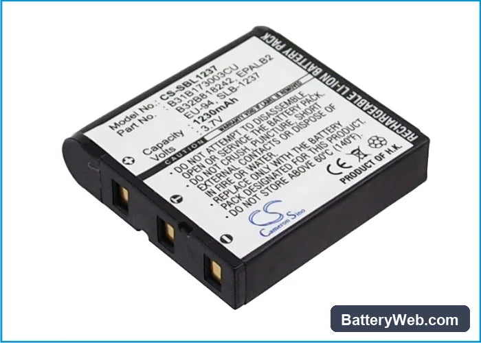 Samsung Digimax L55 Replacement Battery, 3.7V, 1230mAh, Li-ion 3