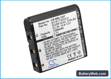 Samsung Digimax L55 Replacement Battery, 3.7V, 1230mAh, Li-ion 5