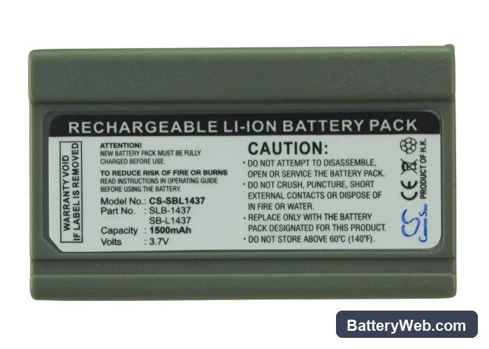 Samsung DIGI-MAX V4 Replacement Battery, 3.7V, 1500mAh, Li-ion 5