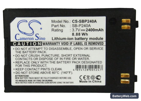 Samsung VP-X220L Replacement Battery, 3.7V, 2400mAh, Li-ion 5