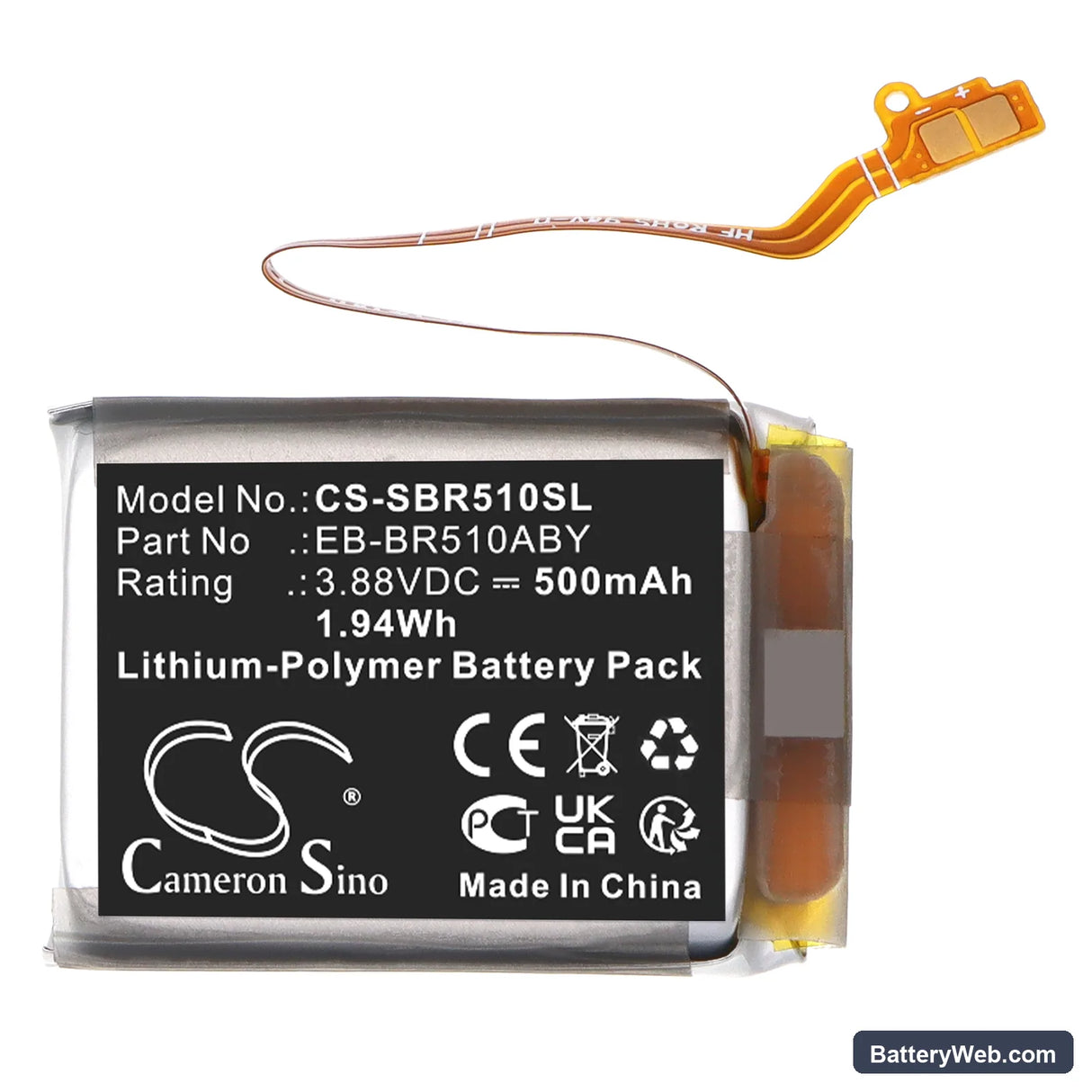 Samsung EP-QR510 Charging Case Replacement Battery, 3.88V, 500mAh, Li-Polymer 3