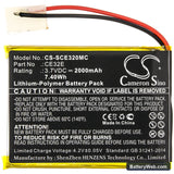 Safety Vision Prima Facie Replacement Battery, 3.7V, 2000mAh, Li-Polymer 3