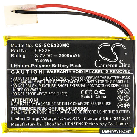 Safety Vision Prima Facie Replacement Battery, 3.7V, 2000mAh, Li-Polymer 3