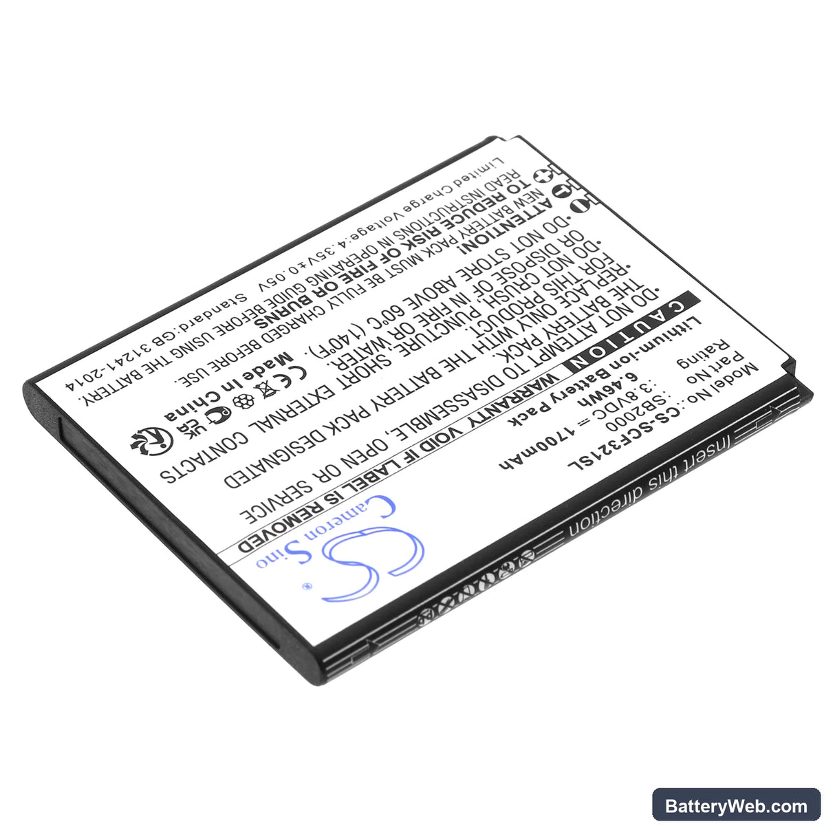 Schok Flip SC3218T Replacement Battery, 3.8V, 1700mAh, Li-ion 2