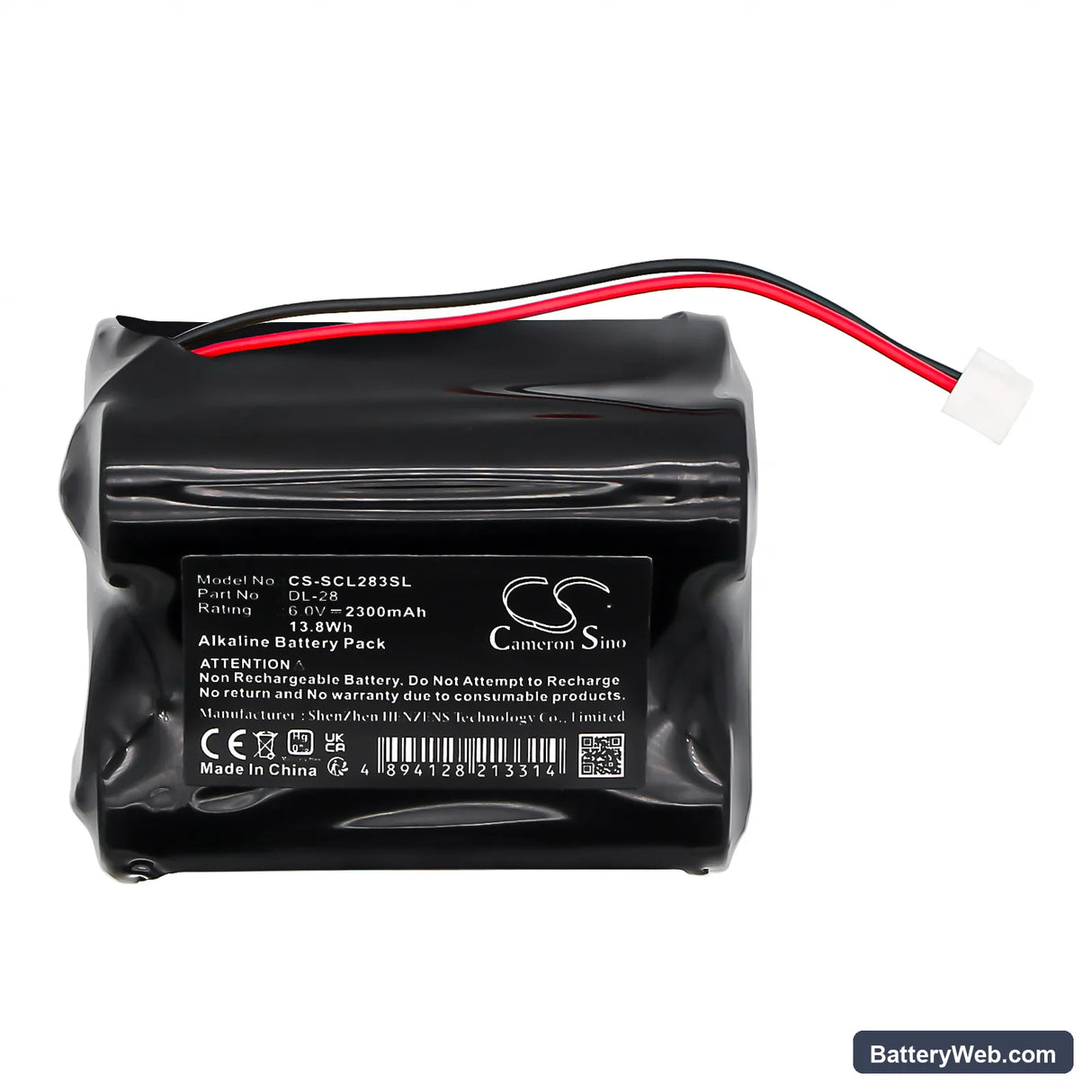 Saflok A28310 Replacement Battery, 6V, 2300mAh, Alkaline 3