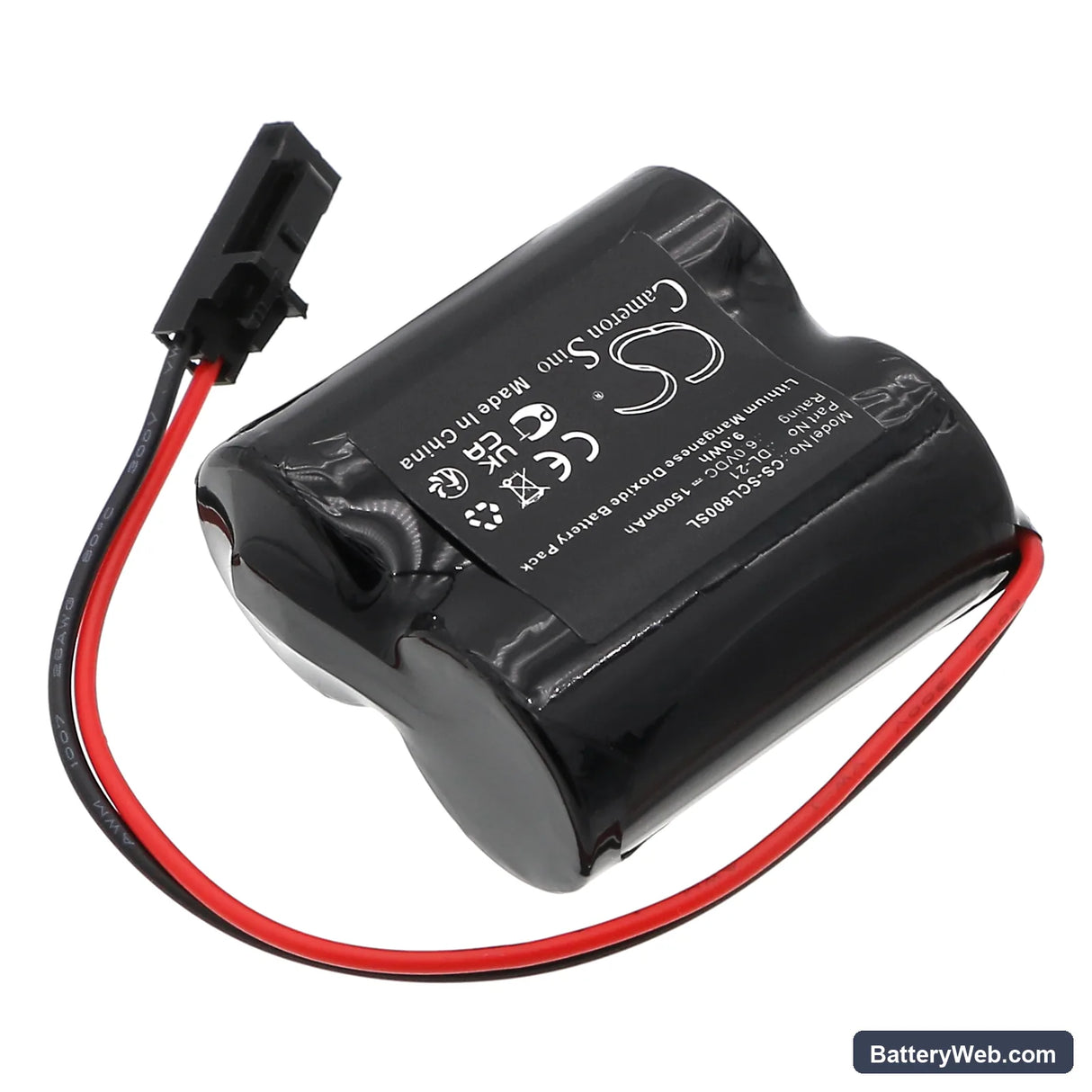 Saflok CL-08 Replacement Battery, 6V, 1500mAh, Li-MnO2 2