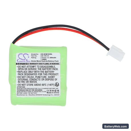 Tri-Tronics 1038100-D Replacement Battery, 3.6V, 300mAh, Ni-MH 3