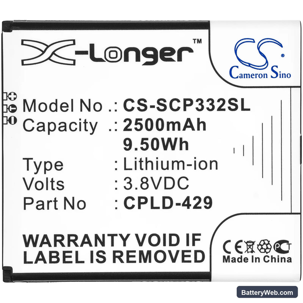 Coolpad Surf Wifi Hotspot 4G Replacement Battery, 3.8V, 2500mAh, Li-ion 3