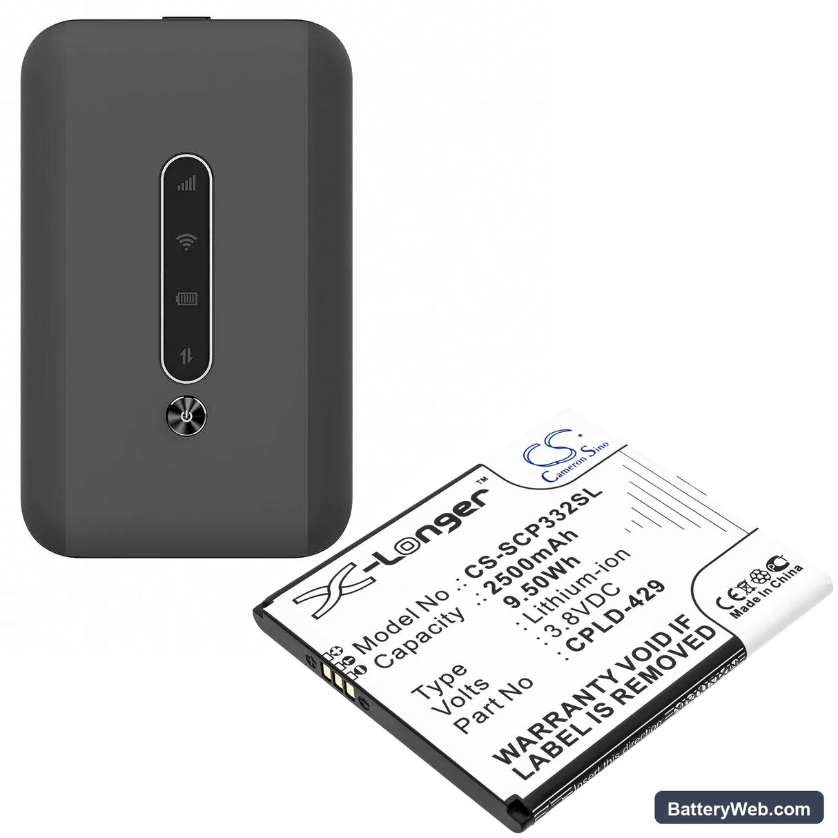 Coolpad Surf Wifi Hotspot 4G Replacement Battery, 3.8V, 2500mAh, Li-ion 4