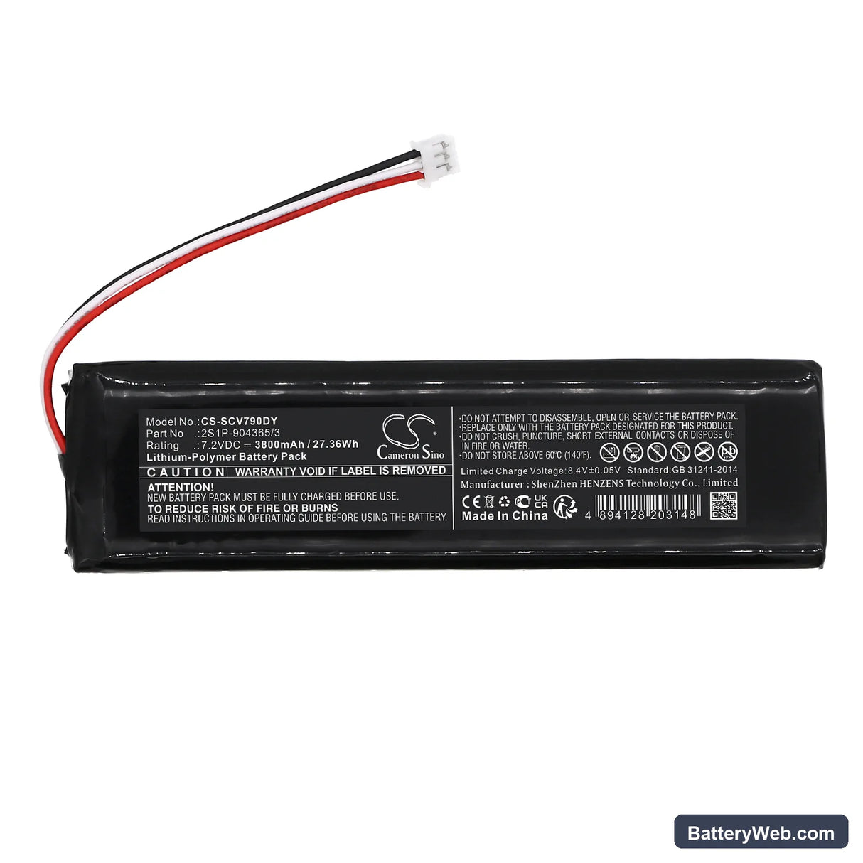 Sencor SPV7903T Replacement Battery, 7.2V, 3800mAh, Li-Polymer 3