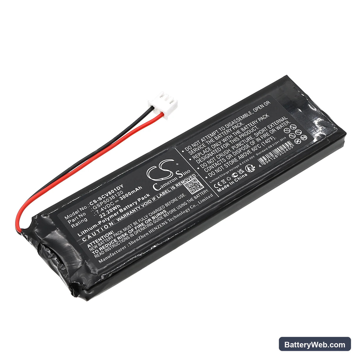Sencor SPV8011T Replacement Battery, 7.4V, 3000mAh, Li-Polymer 1