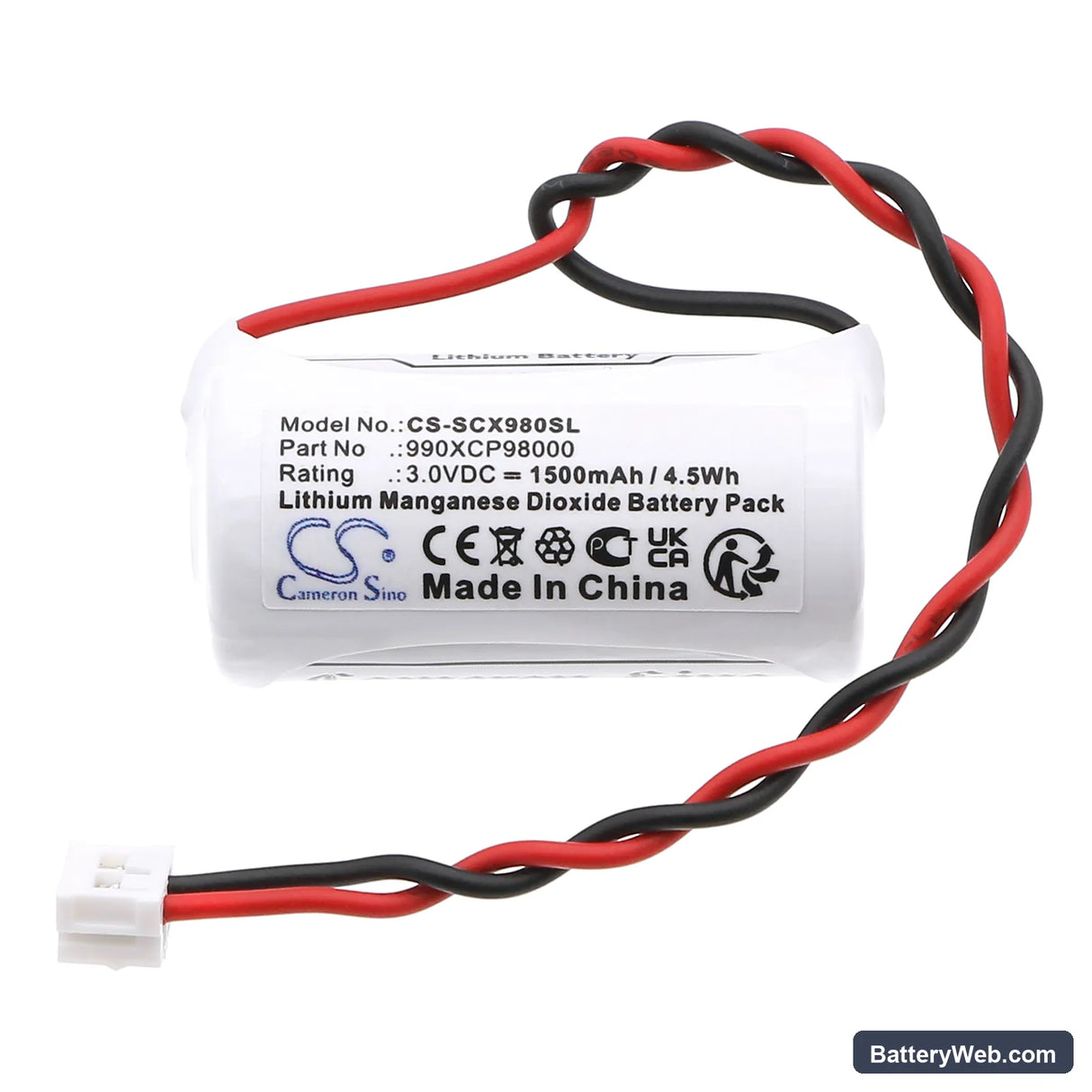 Schneider Modicon Quantum CPU Replacement Battery, 3V, 1500mAh, Li-MnO2 3