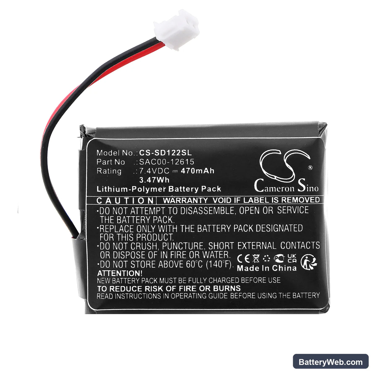 SportDog SDT54-13923 Replacement Battery, 7.4V, 470mAh, Li-Polymer 3