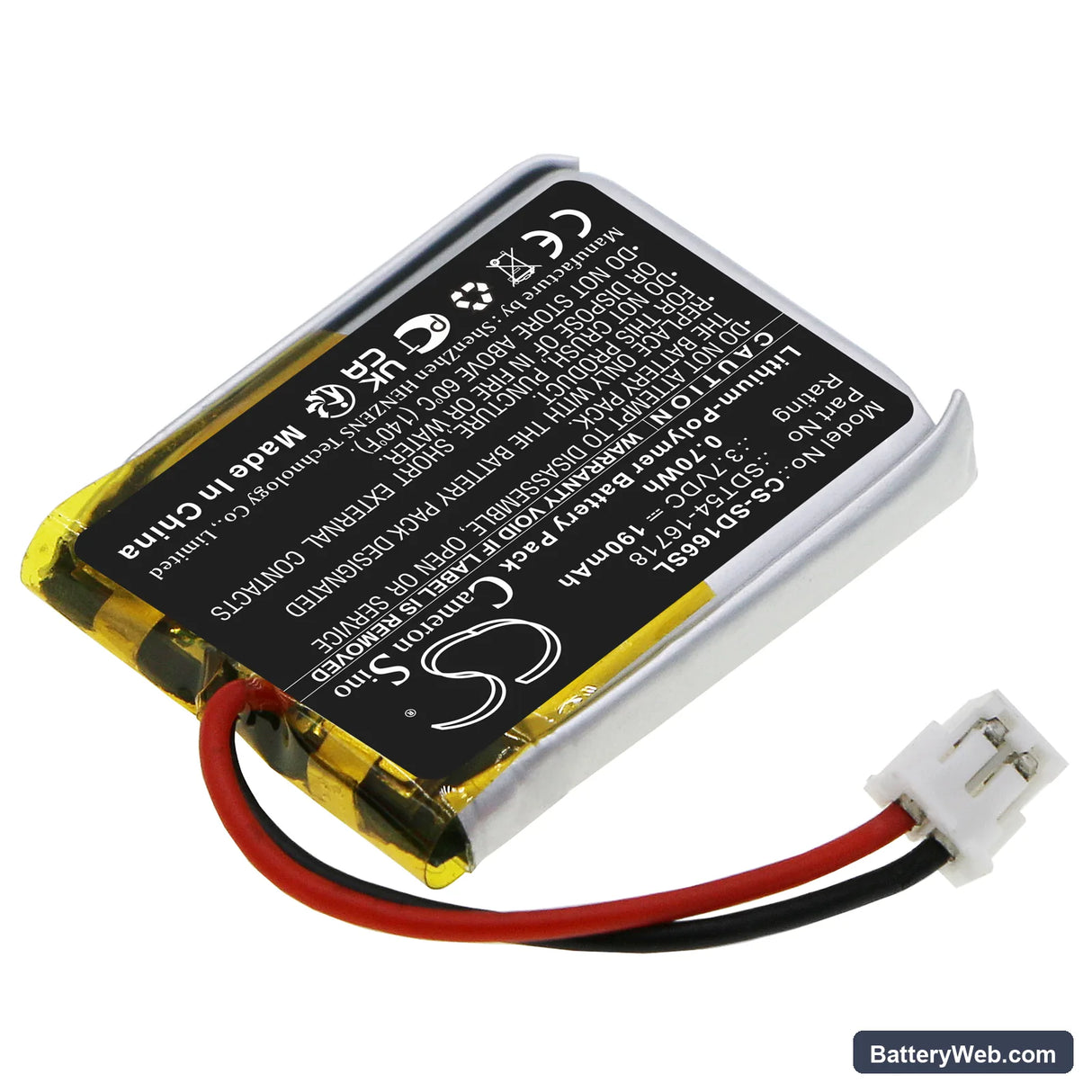 SportDog YardTrainer YT-100 Collar Replacement Battery, 3.7V, 190mAh, Li-Polymer 2