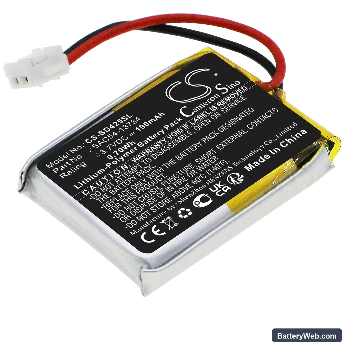 SportDog FieldTrainer 425 Replacement Battery, 3.7V, 190mAh, Li-Polymer 1