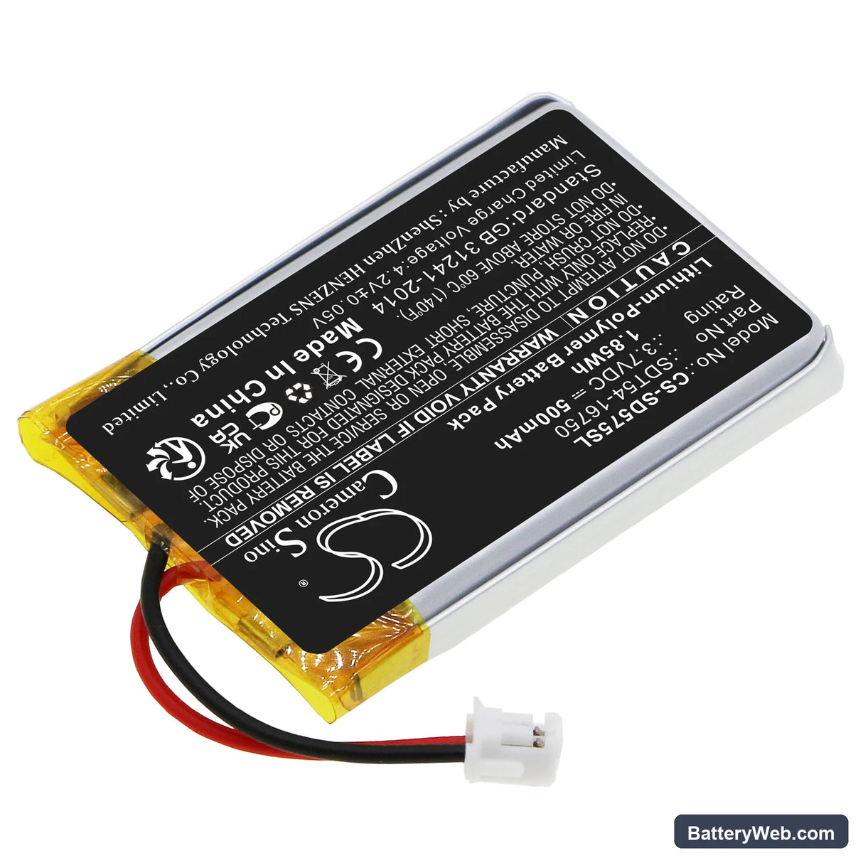 SportDog SportTrainer SD-575 Black Edition Collar Replacement Battery, 3.7V, 500mAh, Li-Polymer 2