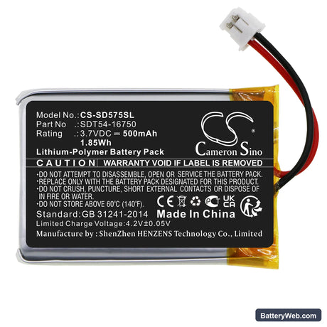SportDog SportTrainer SD-575 Black Edition Collar Replacement Battery, 3.7V, 500mAh, Li-Polymer 3