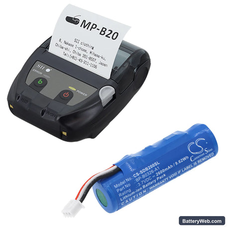 Seiko MP-B20 Replacement Battery, 3.7V, 2600mAh, Li-ion 6