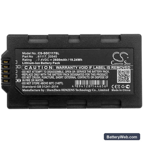 Sokkia Juniper Mesa Field Replacement Battery, 7.4V, 2600mAh, Li-ion 3
