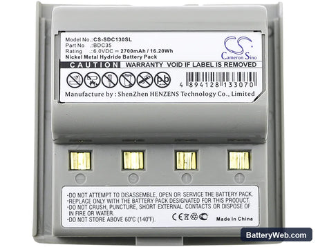 Sokkia SET030R Replacement Battery, 6V, 2700mAh, Ni-MH 3