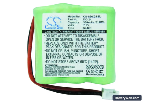 KINETIC MH330AAAK6HC Replacement Battery, 7.2V, 300mAh, Ni-MH 5