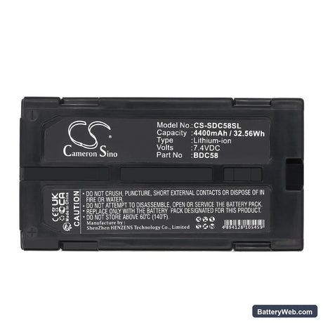 Sokkia SRX robotic total stations Replacement Battery, 7.4V, 4400mAh, Li-ion 5