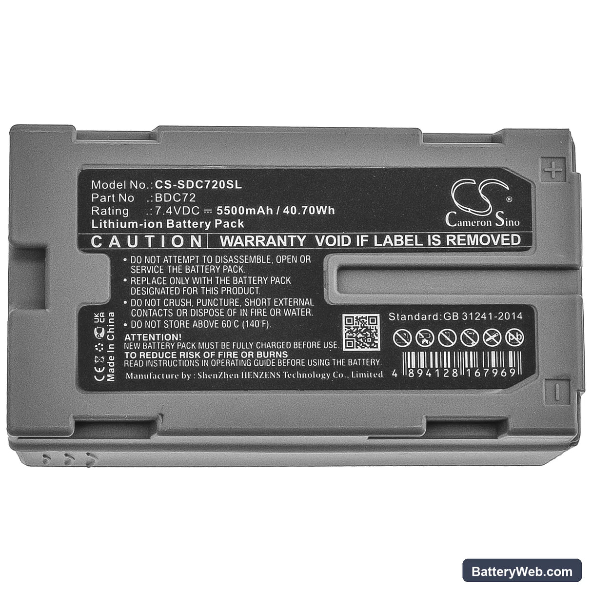 Topcon Total Station GM-52 Replacement Battery, 7.4V, 5500mAh, Li-ion 5