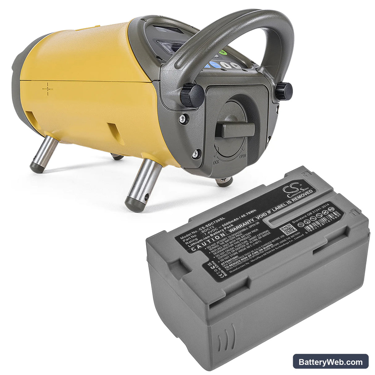 Topcon Total Station GM-52 Replacement Battery, 7.4V, 5500mAh, Li-ion 6