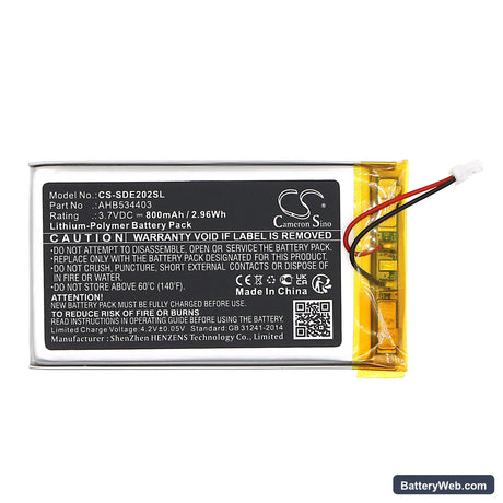 Sennheiser HDE2020-II Replacement Battery, 3.7V, 800mAh, Li-Polymer 3