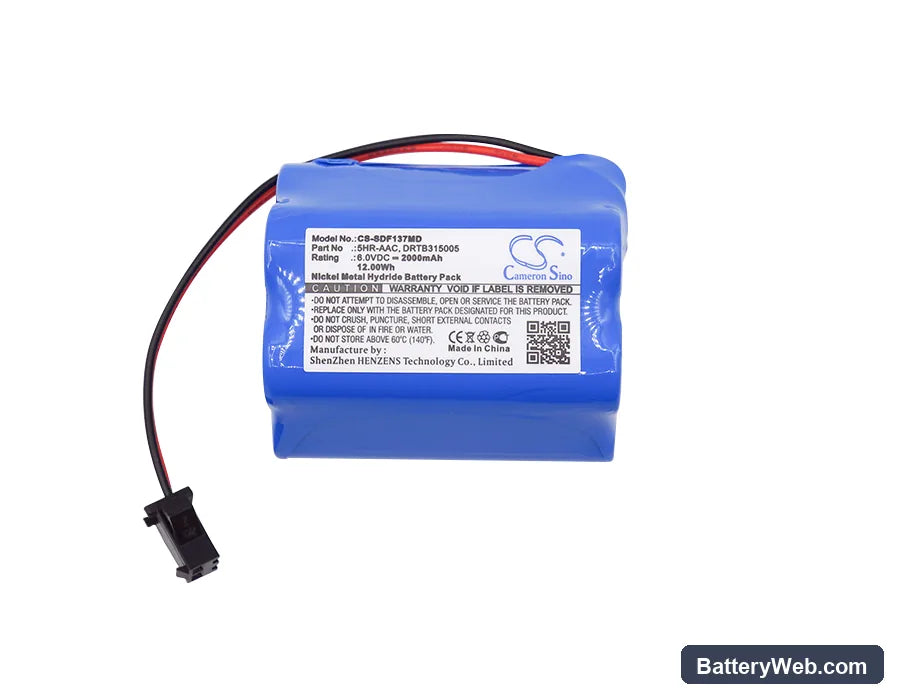 Sanyo MDF-137 Replacement Battery, 6V, 2000mAh, Ni-MH 5