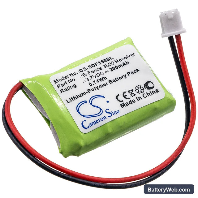 Dogtra E-Fence 3500 Receiver Replacement Battery, 3.7V, 200mAh, Li-Polymer 1