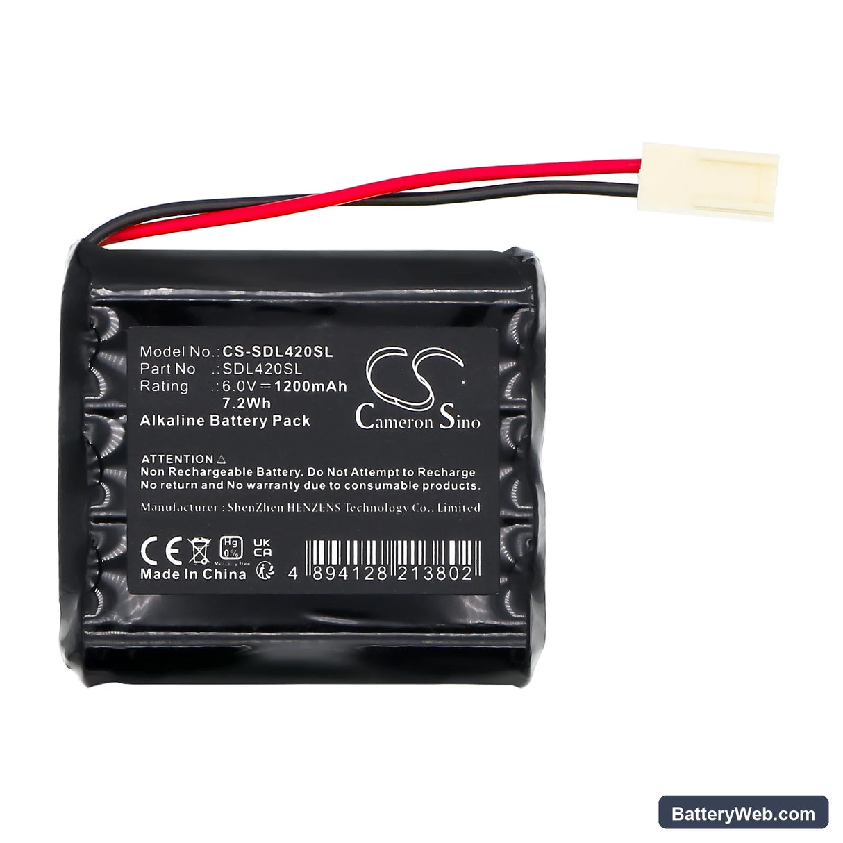 Generic 132 100556 Replacement Battery, 6V, 1200mAh, Alkaline 3