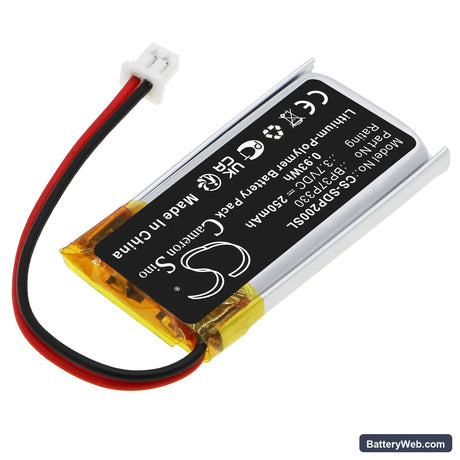 Dogtra 202C Replacement Battery, 3.7V, 250mAh, Li-Polymer 2